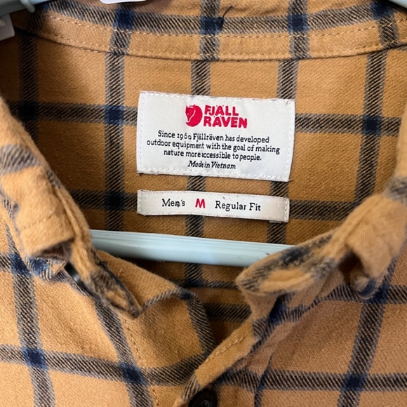 Fjallraven Ovik Flannel Check Plaid Shirt - Men's Size M - Tan - Picture 2 of 12
